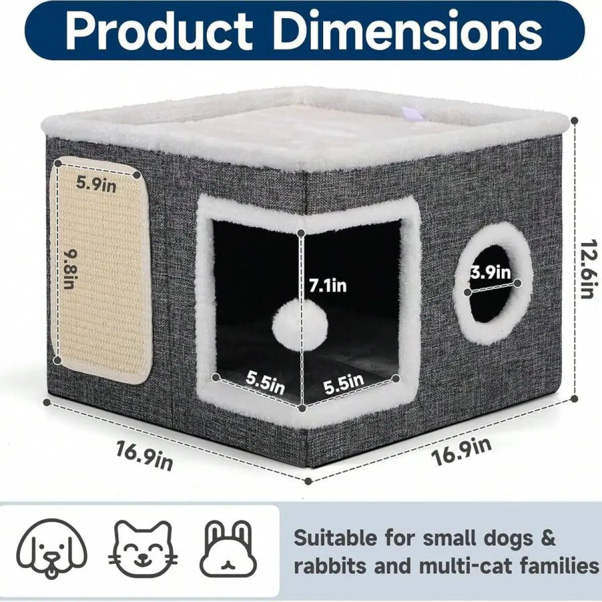 Nekonana™ Habitat Cube: Modern Cat Den with Ultra-Soft Cushions