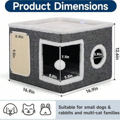 Nekonana™ Habitat Cube: Modern Cat Den with Ultra-Soft Cushions