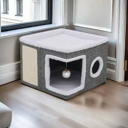 Nekonana™ Habitat Cube: Modern Cat Den with Ultra-Soft Cushions
