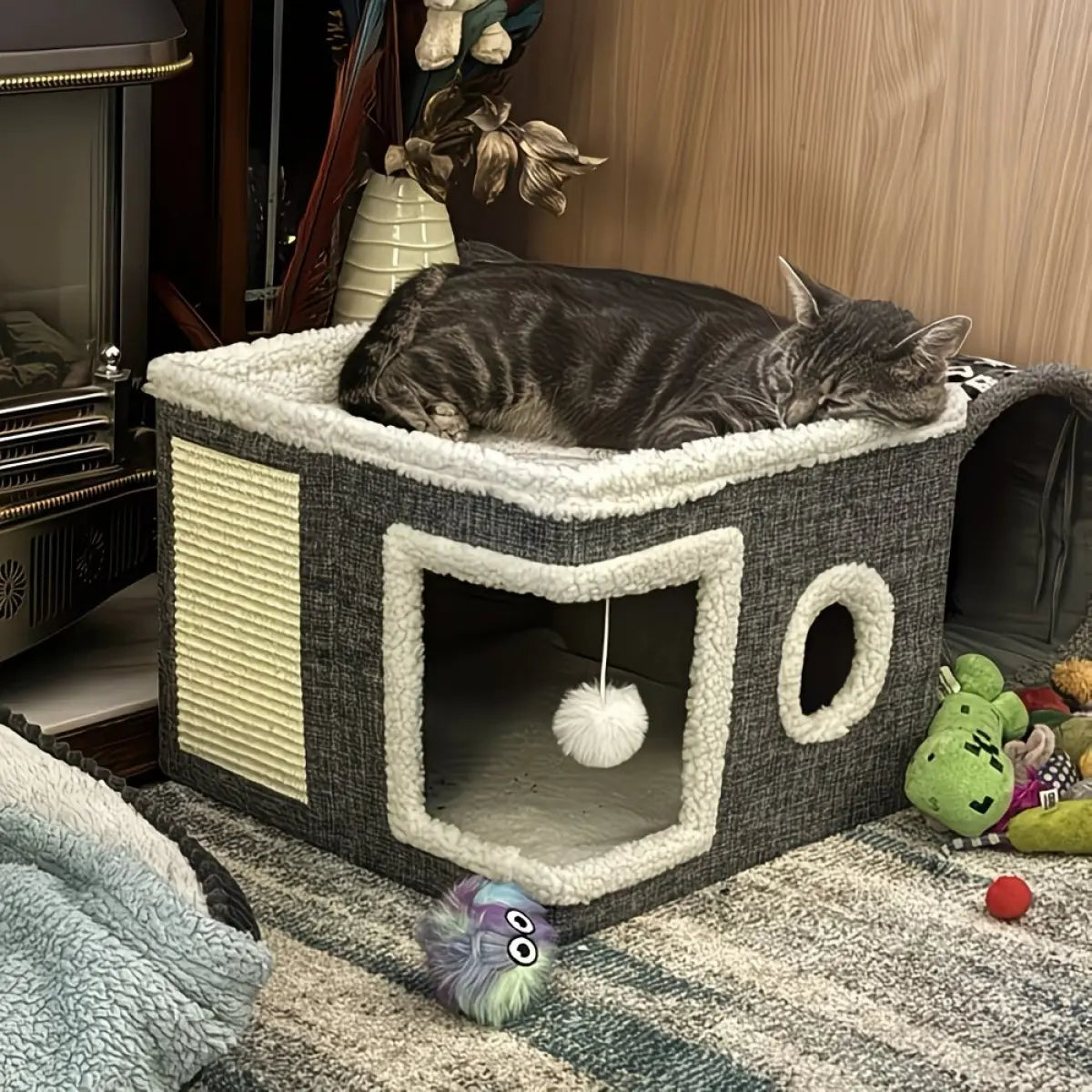 Nekonana™ Habitat Cube: Modern Cat Den with Ultra-Soft Cushions