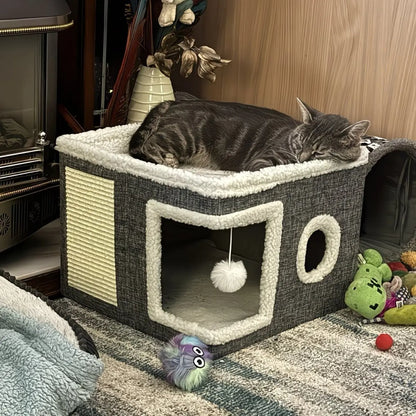 Nekonana™ Habitat Cube: Modern Cat Den with Ultra-Soft Cushions